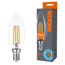 Светодиодная лампа WOLTA FILAMENT WF-C35-9W6KE14 9Вт 6500K Е14