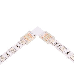 Коннектор WOLTA WLS-4PIN-RGB-10MM-L угловой для ленты SMD RGB шириной 10мм, комплект 3шт.