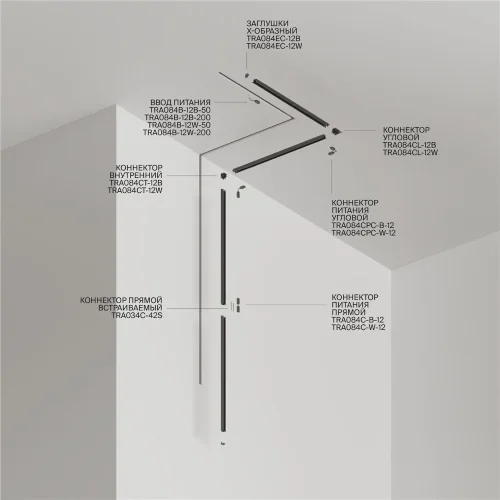 Шинопровод 2м Radity встраиваемый черный (Черный) TRA084MP-12B - фото 2