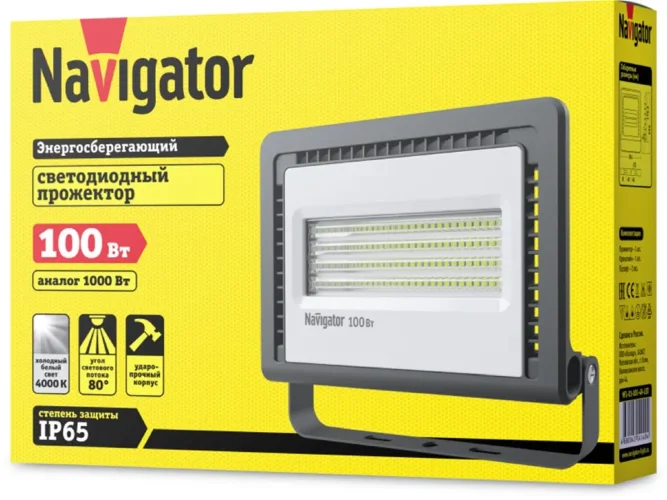 Прожектор светодиодный 14 149 NFL-01-100-4K-LED 100Вт 4000К IP65 8100лм черн. Navigator 14149 - фото 2
