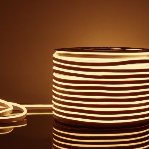 Светодиодный гибкий неон 220&nbsp;В 9.6&nbsp;Вт/м 120 Led/м 2835 IP67, односторонний теплый белый 3300 K, 50 м - фото 1