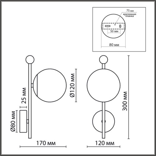 Светильник настенный «LUMION» 6581/1W, серия: MELODY (крепление на планке). Фото 3.