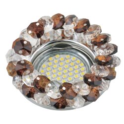 DLS-F130 GU5.3 CHROME-BROWN Светильник декоративный встраиваемый серия Fiore, Без лампы, цоколь GU5.3, Основание металл, цвет хром, Отделка стекло, цвет коричневый.