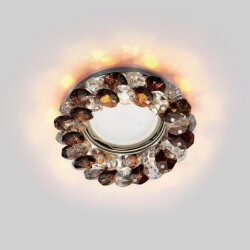 DLS-F130 GU5.3 CHROME-BROWN Светильник декоративный встраиваемый серия Fiore, Без лампы, цоколь GU5.3, Основание металл, цвет хром, Отделка стекло, цвет коричневый.