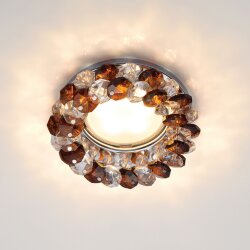 DLS-F130 GU5.3 CHROME-BROWN Светильник декоративный встраиваемый серия Fiore, Без лампы, цоколь GU5.3, Основание металл, цвет хром, Отделка стекло, цвет коричневый.