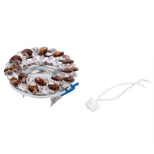 DLS-F130 GU5.3 CHROME-BROWN Светильник декоративный встраиваемый серия Fiore, Без лампы, цоколь GU5.3, Основание металл, цвет хром, Отделка стекло, цвет коричневый. - фото 5