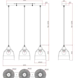 Подвесной светильник FR5334PL-03B Сеть / Mesh E27x3 (Черный) FR5334PL-03B