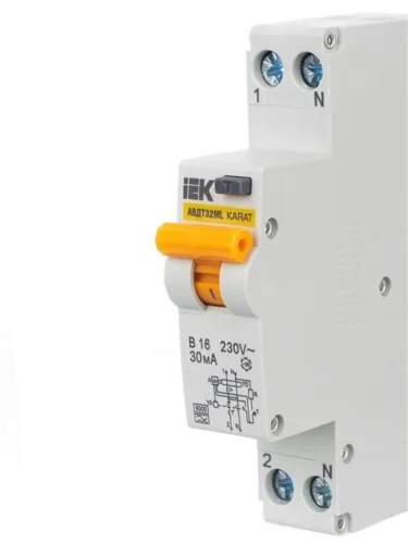 Выключатель автоматический дифференциального тока B 16А 30мА тип A АВДТ32ML KARAT IEK MVD12-1-016-B-030-A - фото 8