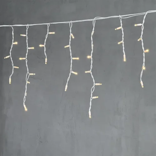 Гирлянда Бахрома 3,1 x 0,5 м Тепло-Белая 220В, 120 LED, Провод Белый Каучук, IP65. Фото 1.