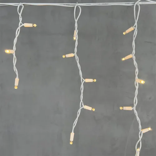 Гирлянда Бахрома 3,1 x 0,5 м Тепло-Белая 220В, 120 LED, Провод Белый Каучук, IP65. Фото 2.