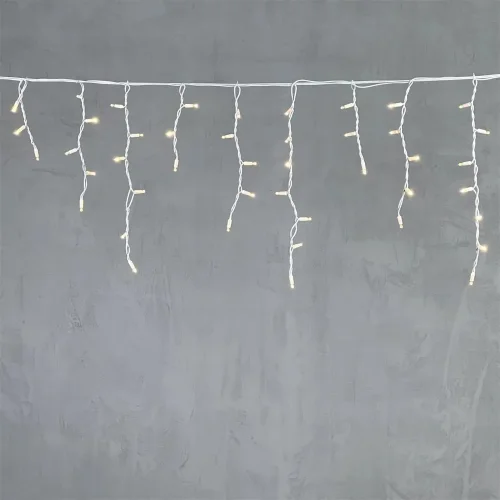 Гирлянда Бахрома 3,1 x 0,5 м Тепло-Белая 220В, 120 LED, Провод Белый Каучук, IP65. Фото 6.