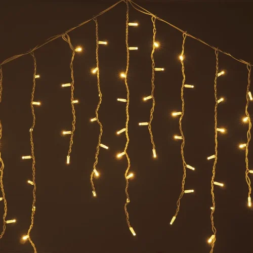 Гирлянда Бахрома 3,2 х 0,9 м Желтая, 168 LED, Белый Провод Каучук, IP65. Фото 3.