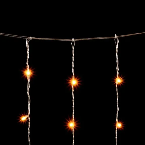 Гирлянда Занавес Облегченный 2 x 3 м Желтый 220В, 600 LED, Провод Прозрачный ПВХ, IP54. Фото 3.