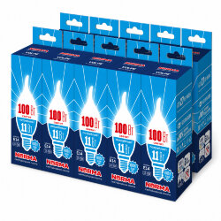 LED-CW37-11W-NW-E14-FR-NR SET10 Лампа светодиодная, Форма свеча на ветру, матовая, Серия Norma, Белый свет 4000K, Упаковка 10 штук