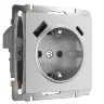 Розетка с заземлением, шторками и USB тип A+C (серебряный матовый) W1171765 - фото