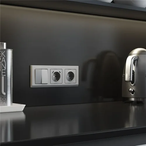 Розетка с заземлением, шторками и USB тип A+C (серебряный матовый) W1171765 - фото 2