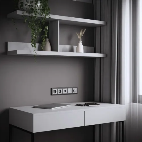 Розетка с заземлением, шторками и USB тип A+C (серебряный матовый) W1171765 - фото 5