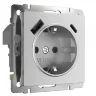 Розетка с заземлением, шторками и USB тип A+C (серебряный матовый) W1171765 - фото