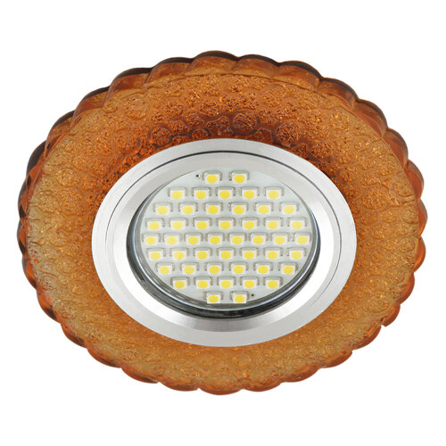DLS-L140 GU5.3 GLASSY-GOLD Светильник декоративный встраиваемый, серия Luciole, Без лампы, цоколь GU5.3, Доп, светодиодная подсветка 3Вт, Стекло, Зеркальный-светло-желтый - фото 5