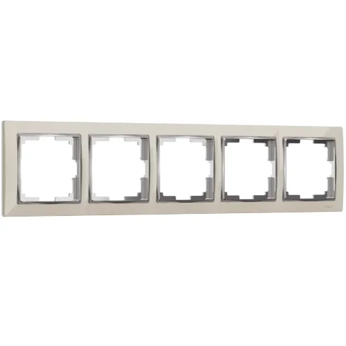 Рамка из поликарбоната на 5 постов Snabb слоновая кость/хром W0051903 - фото