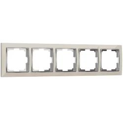 Рамка из поликарбоната на 5 постов Snabb слоновая кость/хром W0051903