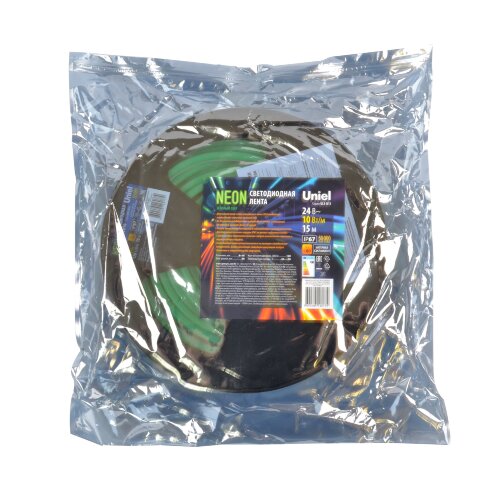 ULS-N11-2835-120LED-m-8mm-IP67-DC24V-10W-m-15M-GREEN Светодиодная гибкая герметичная лента, NEON, Катушка 15м, в герметичной упаковке, Зеленый свет - фото 3