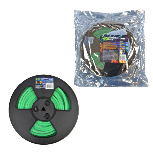 ULS-N11-2835-120LED/m-8mm-IP67-DC24V-10W/m-15M-GREEN Светодиодная гибкая герметичная лента. NEON. Катушка 15м. в герметичной упаковке. Зеленый свет. ТМ Uniel - фото