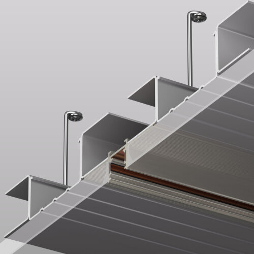 Трек SHINE HIDE для ГКЛ 12,5мм, 2м, 48В DC, IP20, цвет темный никель, алюминий. Фото 2