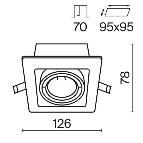 Встраиваемый светильник Metal Modern GU10 1x10Вт (Черный) - фото 3