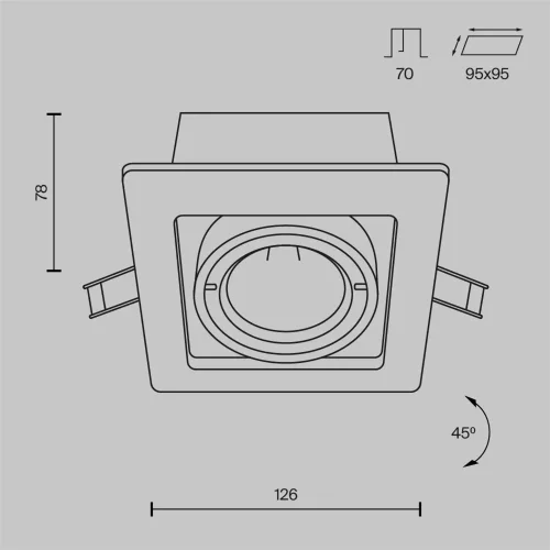 Встраиваемый светильник Металл Модерн / Metal Modern 1*GU10 10 Вт (Черный) DL008-2-01-B - фото 9