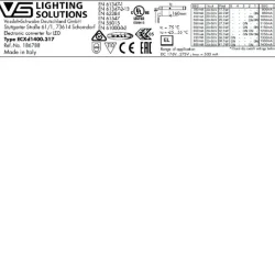 VS 65W DALI2+1-10V/DIP 350-1400мА 20-50V DIP-переключатель ECXd 1400.317 359x30x21мм - Драйвер для светодиодов Vossloh-Schwabe