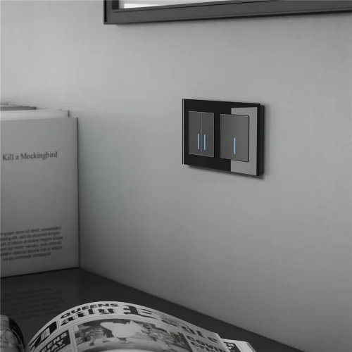 W4520008/ Сенсорный выключатель двухклавишный с подсветкой 1000 Вт (черный) W4520008 - фото 3