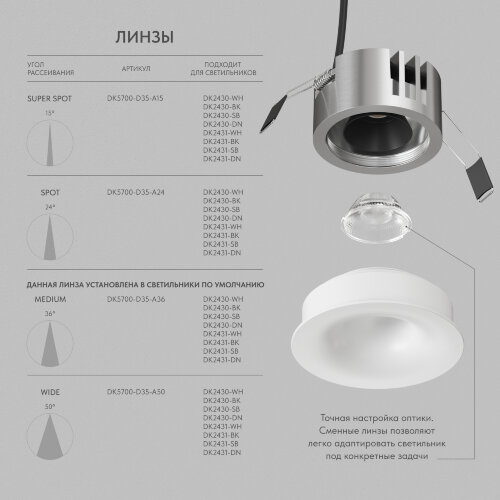 DK2430-WH Встраиваемый светильник SHINE GLOW 15Вт, 3000-4000К, IP20, белый матовый, алюминий. Фото 3