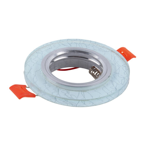 DLS-L208 GU5.3 CHROME-WHITE Светильник декоративный встраиваемый, серия Luciole, Без лампы, Доп.подсветка 3Вт, Металл, цвет хром, Отделка стекло белое с серебром - фото 1