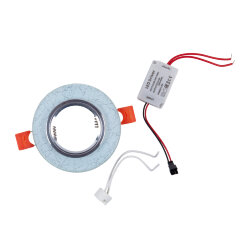 DLS-L208 GU5.3 CHROME-WHITE Светильник декоративный встраиваемый, серия Luciole, Без лампы, Доп.подсветка 3Вт, Металл, цвет хром, Отделка стекло белое с серебром