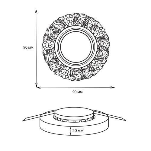 DLS-L208 GU5.3 CHROME-WHITE Светильник декоративный встраиваемый, серия Luciole, Без лампы, Доп.подсветка 3Вт, Металл, цвет хром, Отделка стекло белое с серебром - фото 9