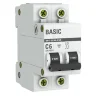 Выключатель автоматический модульный 2п C 6А 4.5кА ВА 47-29 Basic EKF mcb4729-2-06C - фото