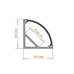 Профиль алюминиевый угловой WOLTA WAP-S-16/16/2000-B накладной черный 16х16х2000мм