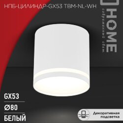 Светильник потолочный НПБ-ЦИЛИНДР-GХ53 TBM-NL-WH с подсветкой 80х80мм белый IN HOME
