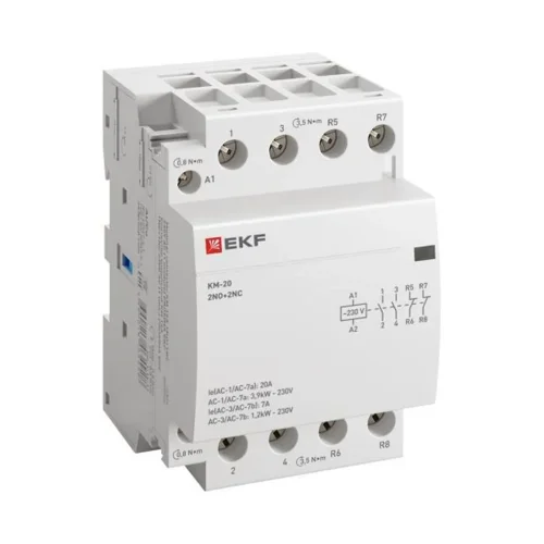 Контактор модульный КМ 20А 2NО+2NC (3 мод.) PROxima EKF km-3-20-22 - фото