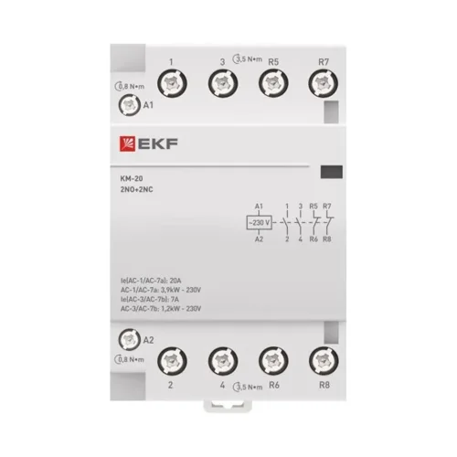 Контактор модульный КМ 20А 2NО+2NC (3 мод.) PROxima EKF km-3-20-22 - фото 3