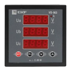 Вольтметр цифровой VD-963 на панель 96х96 трехфазный EKF vd-963