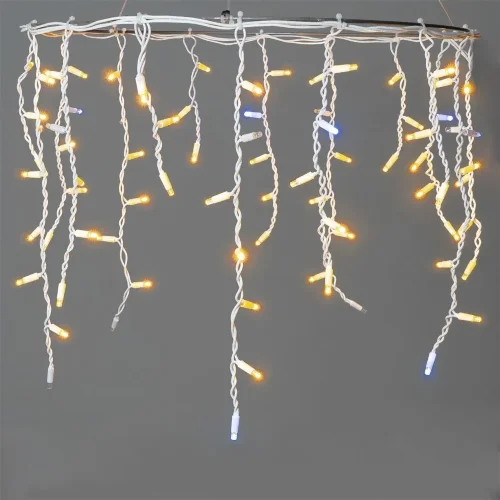 Гирлянда Бахрома 3,1 x 0,5 м Желтая с Мерцанием Белого Диода 220В, 120 LED, Провод Белый Каучук, IP65. Фото 2.