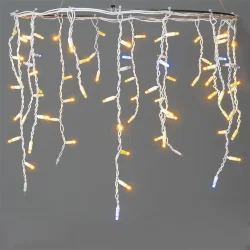 Гирлянда Бахрома 3,1 x 0,5 м Желтая с Мерцанием Белого Диода 220В, 120 LED, Провод Белый Каучук, IP65