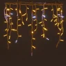 Гирлянда Бахрома 3,1 x 0,5 м Желтая с Мерцанием Белого Диода 220В, 120 LED, Провод Белый Каучук, IP65. Фото 6.