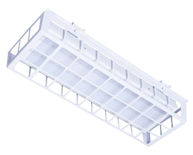 Накладной светодиодный светильник для спортзалов с защитной решеткой 20 Вт IP65 650х250х95 мм 3000К Опал - фото