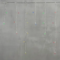 Гирлянда Бахрома на Батарейках с Таймером 3 х 0,5 м Разноцветная, 100 LED, Провод Прозрачный Силикон, IP65