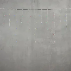 Гирлянда Бахрома на Батарейках с Таймером 3 х 0,5 м Разноцветная, 100 LED, Провод Прозрачный Силикон, IP65