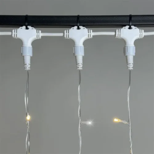 Гирлянда Занавес 2 x 2 м Тепло-Белый с Мерцанием Белого Диода 220В, 400 LED, Провод Прозрачный ПВХ, IP54. Фото 3.