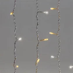 Гирлянда Занавес 2 x 2 м Тепло-Белый с Мерцанием Белого Диода 220В, 400 LED, Провод Прозрачный ПВХ, IP54